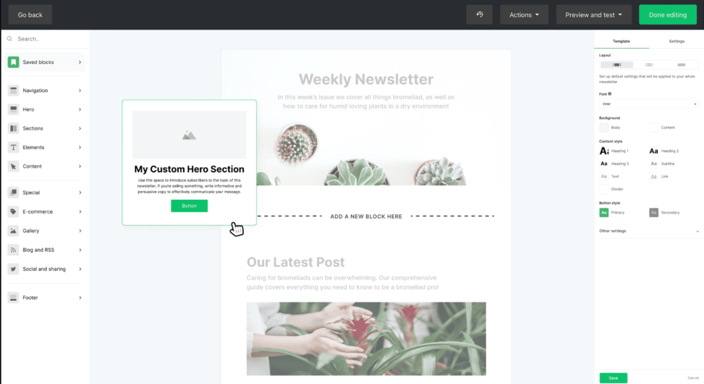 mailerlite; drag-and-drop